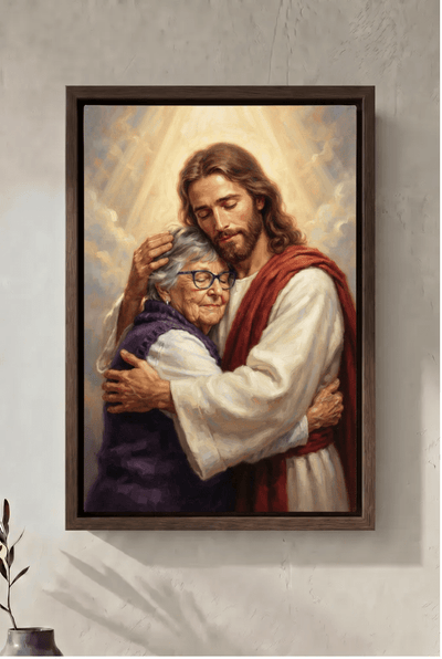 Held in His Everlasting Arms — Personalized Jesus Memorial Canvas